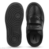 Black PVC and EVA Aerokick casual sneakers for kids, stylish and comfortable, featuring breathable insoles with shock absorption and traction for safety on various terrains