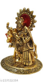 Metal Radha Krishna cow idol set for home decoration, office or temple gift, 5.5"L x 6.5"H x 4"B