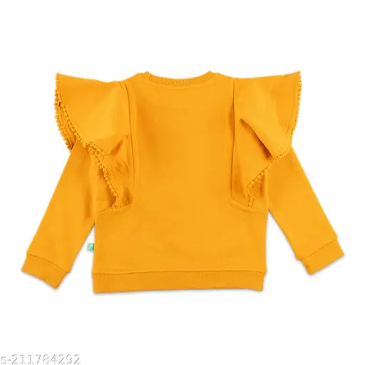 Embroidered net sequined cotton sweatshirt for girls, full sleeve, round neck, winter wear by JusCubs