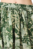 Green chiffon skirt with floral pattern