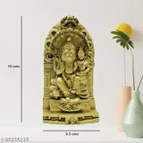 Antique finish gold poly resin Lakshmi Narasimha Saraswathi idol statue, enhances living space, perfect for religious or occasion gifts, Indian origin (95cm x 55cm x 18cm)