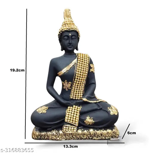 Avon star gallery resin sitting Buddha statue, 6cm x 19cm x 13.5cm, Indian home decor gift item