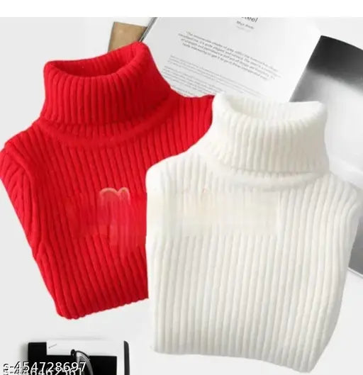 Multicolor wool highneck sweaters for kids, self-design pattern. Comfortable and warm for 0-8 years, Indian origin