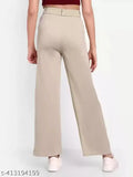 Khaki high-waisted straight-fit pants