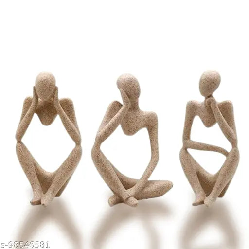 Modern art man showpiece set, premium poly resin and marble, modern home decor items for living room