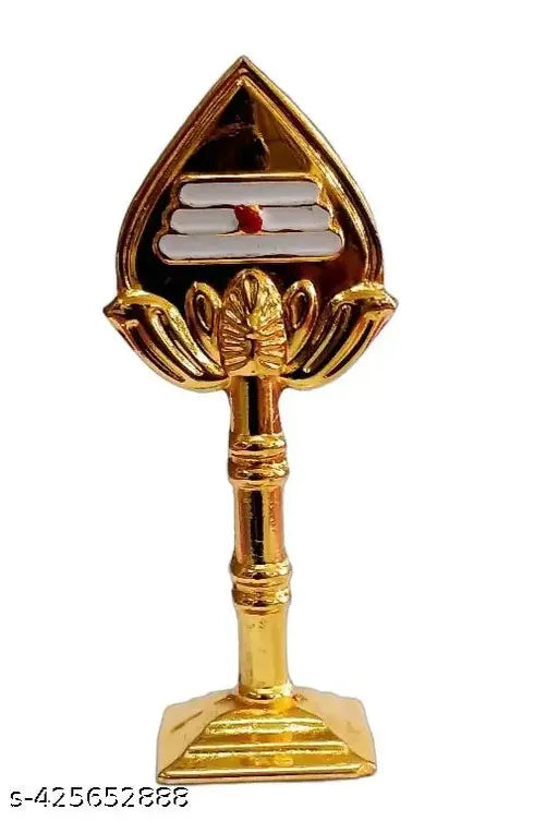 Metal Murugan vel idol, gold-plated white and red, traditional Indian religious artifact, 7cm x 7cm x 3cm