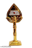 Gold-plated metal Murugan vel religious idol, 7cm x 7cm x 3cm, traditional Indian art