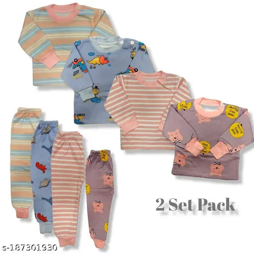 Soft cotton blend baby unisex sweater set for warmth, printed pattern, 6-12 months size