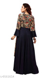 Rayon printed Anarkali kurta with 3/4 sleeves, boat neck, and ankle length - Indian women's fashion from Madhuram Textiles