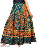 Majestic Women's printed cotton wrap-around skirt, free size, flaunts comfort and style, India origin
