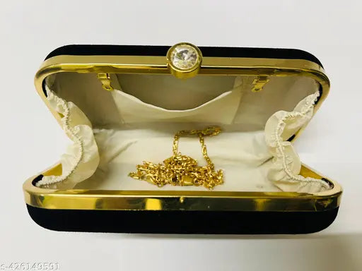 Gold and black sequined clutch purse, small size, jeweled accents