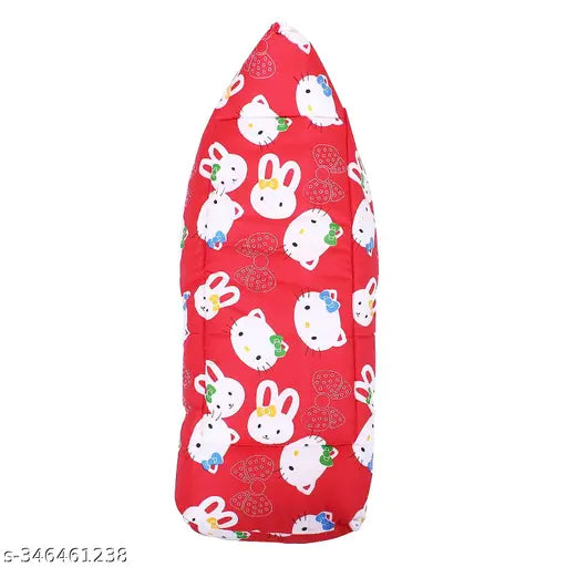 Red kitty cotton printed net 2-in-1 sleeping bag/carry bag bedding set for babies, gift set