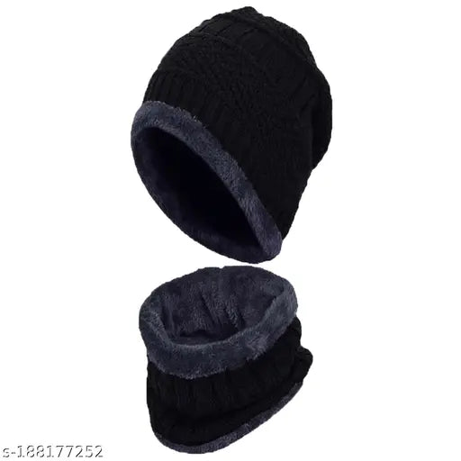 Woolen Aakarshini winter combo set: ankle socks, cap, and gloves for men and women - stay warm in cold weather. Solid color options: black, dark grey, silver