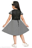 Black cotton party frock, unstitched, for ages 6-12 years