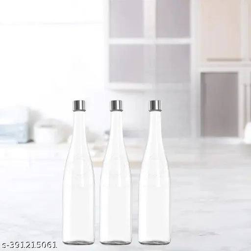 Clear glass wine bottles (750ML, pack of 3), leak-proof and BIS/ISI certified for drinks storage