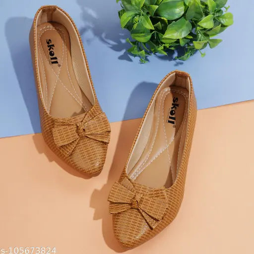 Textured synthetic leather, stylish new range bellies for women - slip-on footwear for casual and party wear