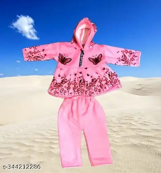 Wool printed winter frock for baby girls (0-2 yrs), long sleeves