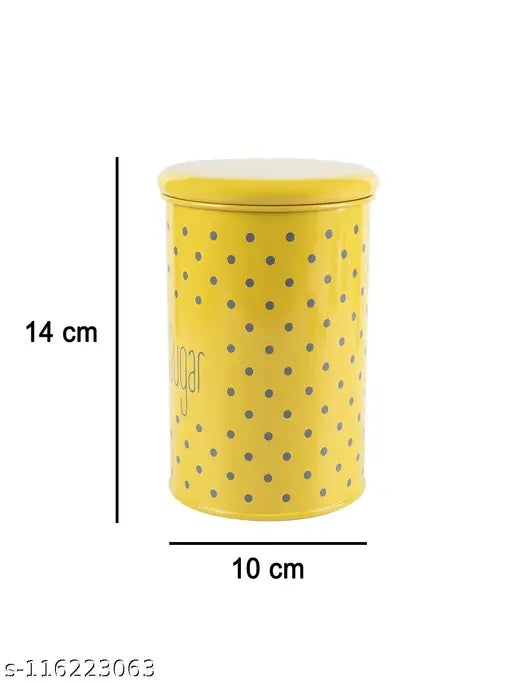 Yellow ceramic sugar jar set with clear lids, in a 2-pack container set for home kitchen storage boxes, 900 ml