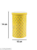 Yellow ceramic sugar jar set with clear lids, in a 2-pack container set for home kitchen storage boxes, 900 ml