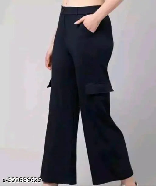 Black wide leg ankle length joggers