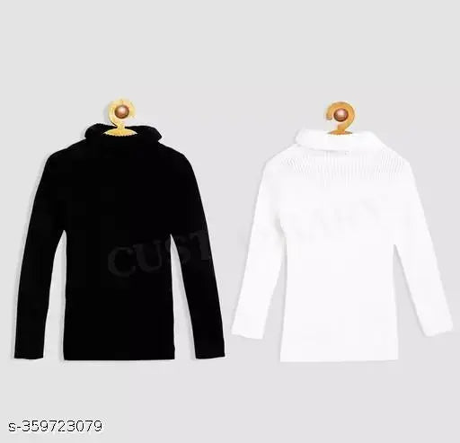 Wool high neck casual sweater for baby boys & girls, self-design net pattern, long sleeves, 0-6 years