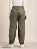 Classy olive green joggers with four pockets, women's casual wear