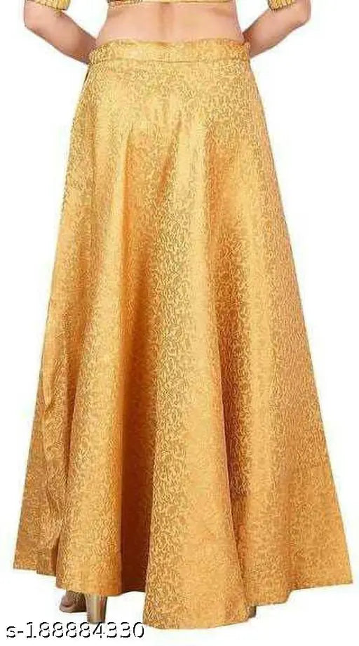 Embellished silk blend JAL Gold skirt, Indian ethnic wear for women (40 waist/length)