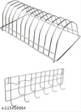 Alight combo pack of storage racks with dish rack, plate stand, spoon stand, cutlery holder, ladle cradle, hook rail, chakla belan holder, rolling pin stand, cup stand, mug holder, spice rack, multipurpose storage rack