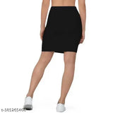 Solid black pencil skirt, women's polyester mini skirt, PRIME LOVE solid black skirt on hanger
