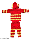 Woolen knitted front open sweater combo set with hood pyjami and bootie - warm, stylish winter wear for babies aged 0-6 months (India)