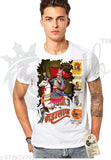 Striped polyester t-shirt for men, under 149, nylon sleeves, striped design, XS to XXL sizes available