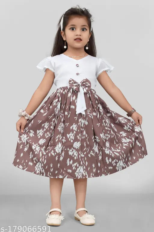 Toddler girls dress with floral print and ruffle trim