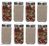 Round transparent glass jar, 2L capacity, airtight aluminum cap, used for storing kitchen items, suitable for masala and dry fruits