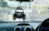 EliteAuto Premium Laser-cut Jeep mirror ornament, acrylic with adjustable metal chain, car hanging art