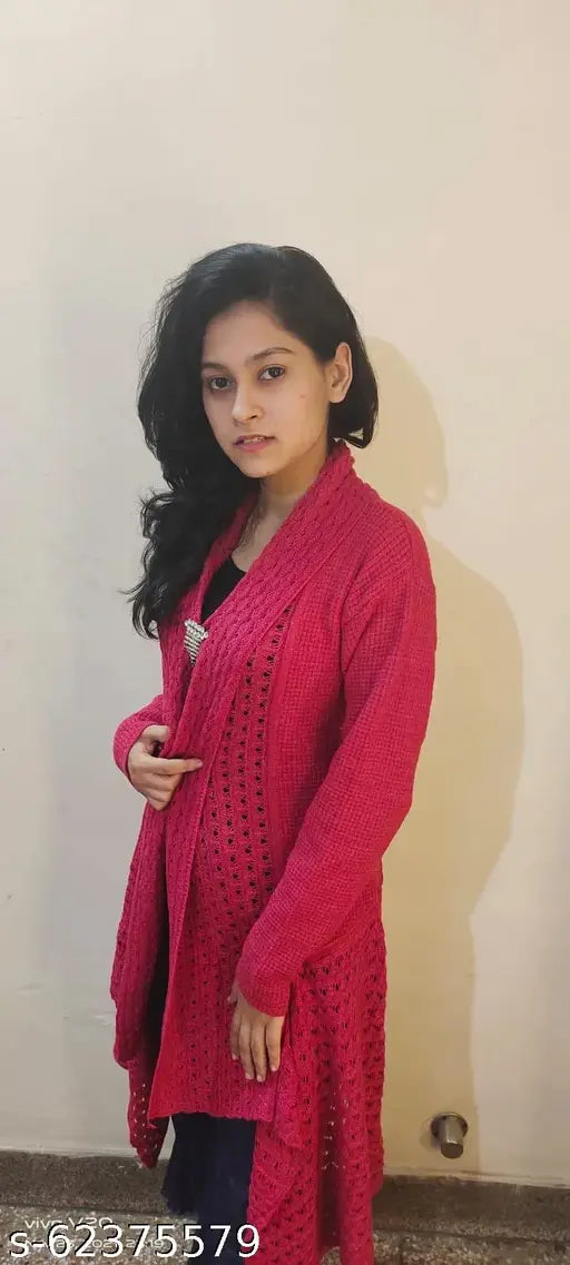 Woolen long-sleeve shrugs & sweaters, versatile winter wear for modern women - Indian design