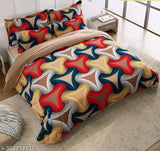 Multi-colored geometric design, premium cotton king size fitted bedsheets with 2 pillow covers, elastic, supersoft (72x78+10 inches)