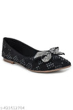Black synthetic leather ballet flats by Shezone, elegant slip-on footwear for women