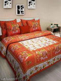 Jaipuri printed double bedsheet, vibrant & soothing, premium quality cotton flat sheets, ideal for summer, adults, 144 thread count