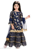 Chiffon and rayon chappa print Sarara kurti set with dupatta for girls, Indian festive party wear