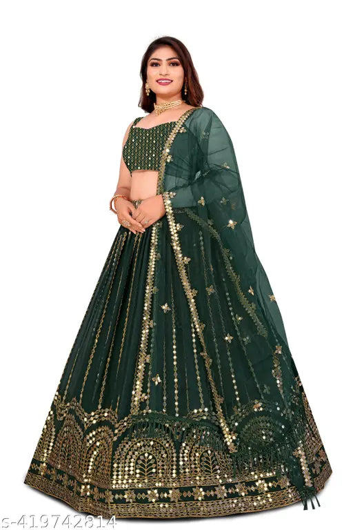 Georgette Lehenga Choli, embellished with intricate embroidery, vibrant Indian attire for special occasions