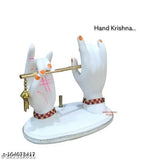 Marble-look Krishna statue, 6-inch handicraft resin figure for home decor and gifts