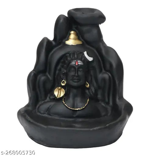 Resin Adi Shankara Shiva Backflow Incense Burner with 151 Cones, intricately handcrafted Indian art for home decor