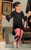Rayon A-line kurti with dhoti pants for kids, solid color with show buttons, sizes 4-5 Years to 11-12 Years, Indian handcrafted children's clothing