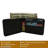 Dark brown faux leather wallet and keychain set with personalized name and charm, functionally designed for men's essentials