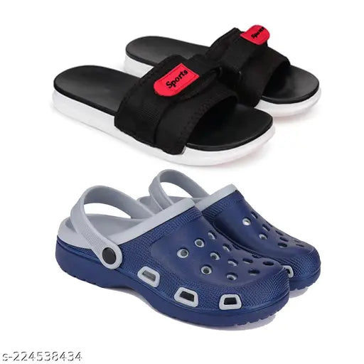 EVA waterproof slippers for kids - Textured net design, breathable & lightweight flip flops pack of 2