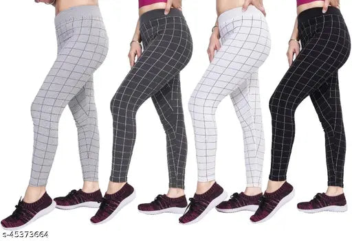 Cotton blend printed net slim fit jeggings pack of 4 (Size 26-36), great for everyday wear with a stylish top
