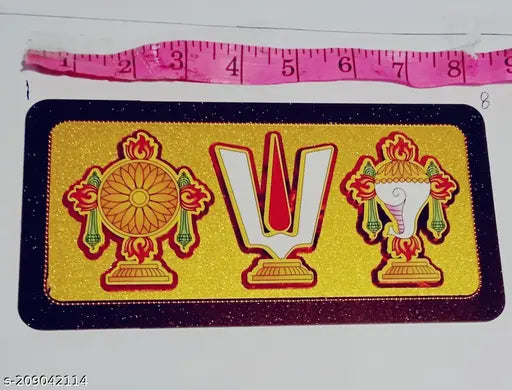 Hand-painted, intricate metal Vastu net sticker for door, Tiri shanki shiri Hari Yantr, made in India