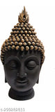 Handcrafted orange and black polyresin Buddha head meditation statue for home decor, Indian artifact for festivals like Diwali and Christmas