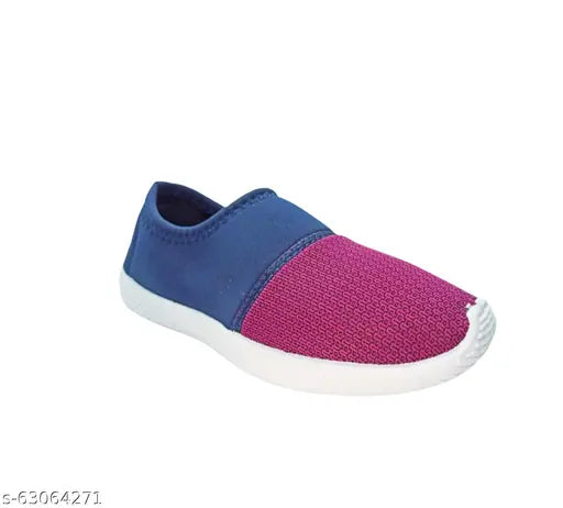 Blue pink mesh women's casual shoes and cream slipper combo (Pack of 2), ankle loop design for lightweight comfort in Indian sizes 5 to 8