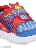 Red and blue shoes with graphic design, Velcro closure, suitable for kids aged 6 months to 9 months